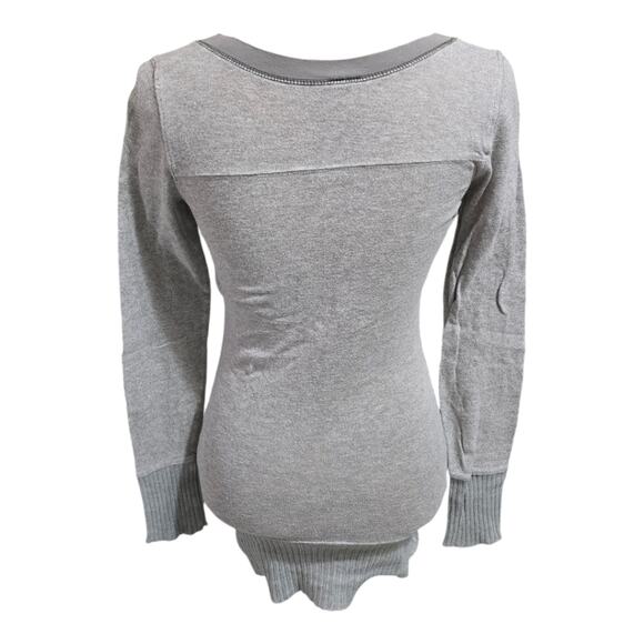 Free People Gray Thermal Henley Sweater Size Small - Picture 2 of 5